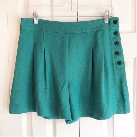 Club Monaco Teal High Waist Wide Leg Shorts 0 - Picture 2 of 13